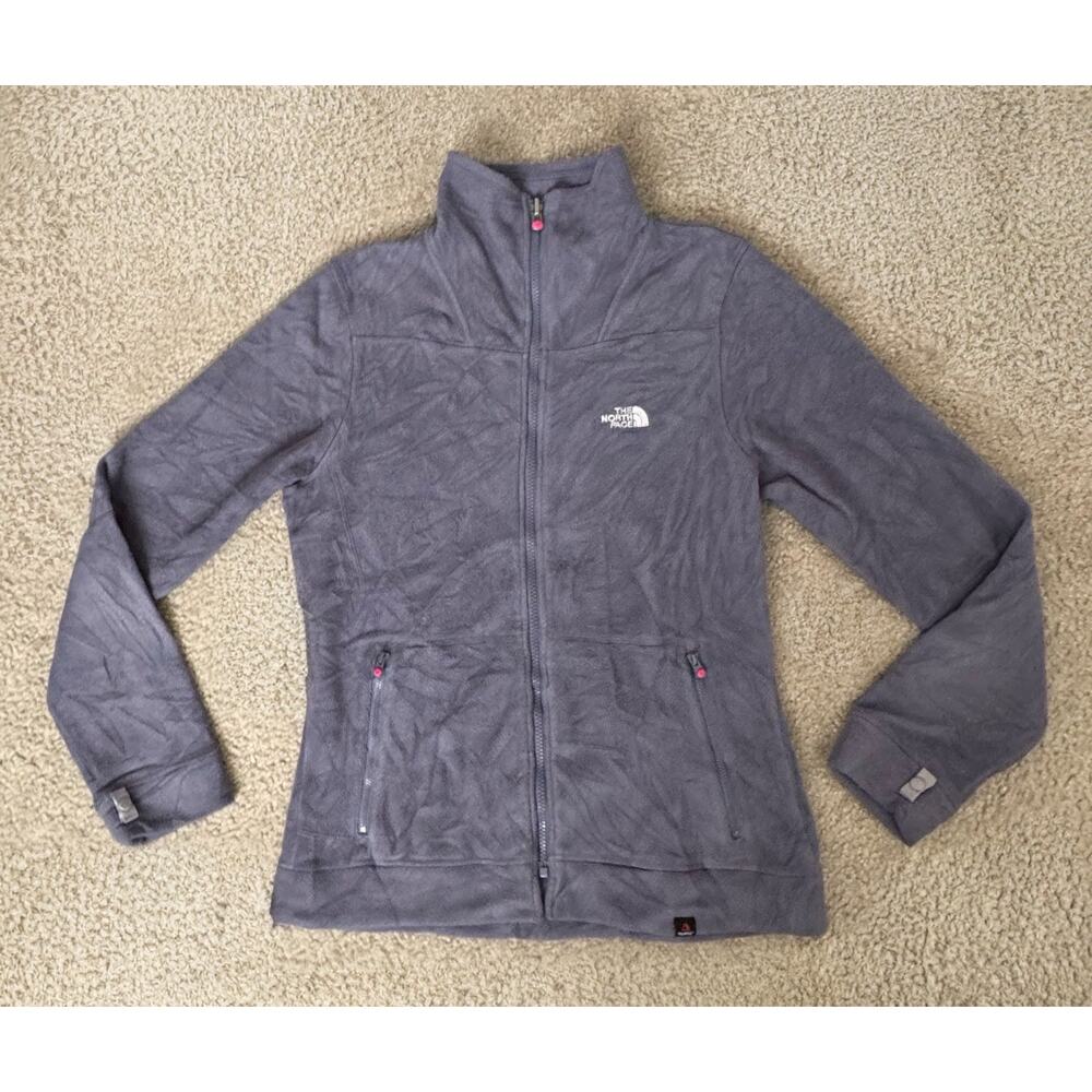 The North Face Women's Solid Lt Purple Fleece Long Sleeve Zip Up Jacket Medium